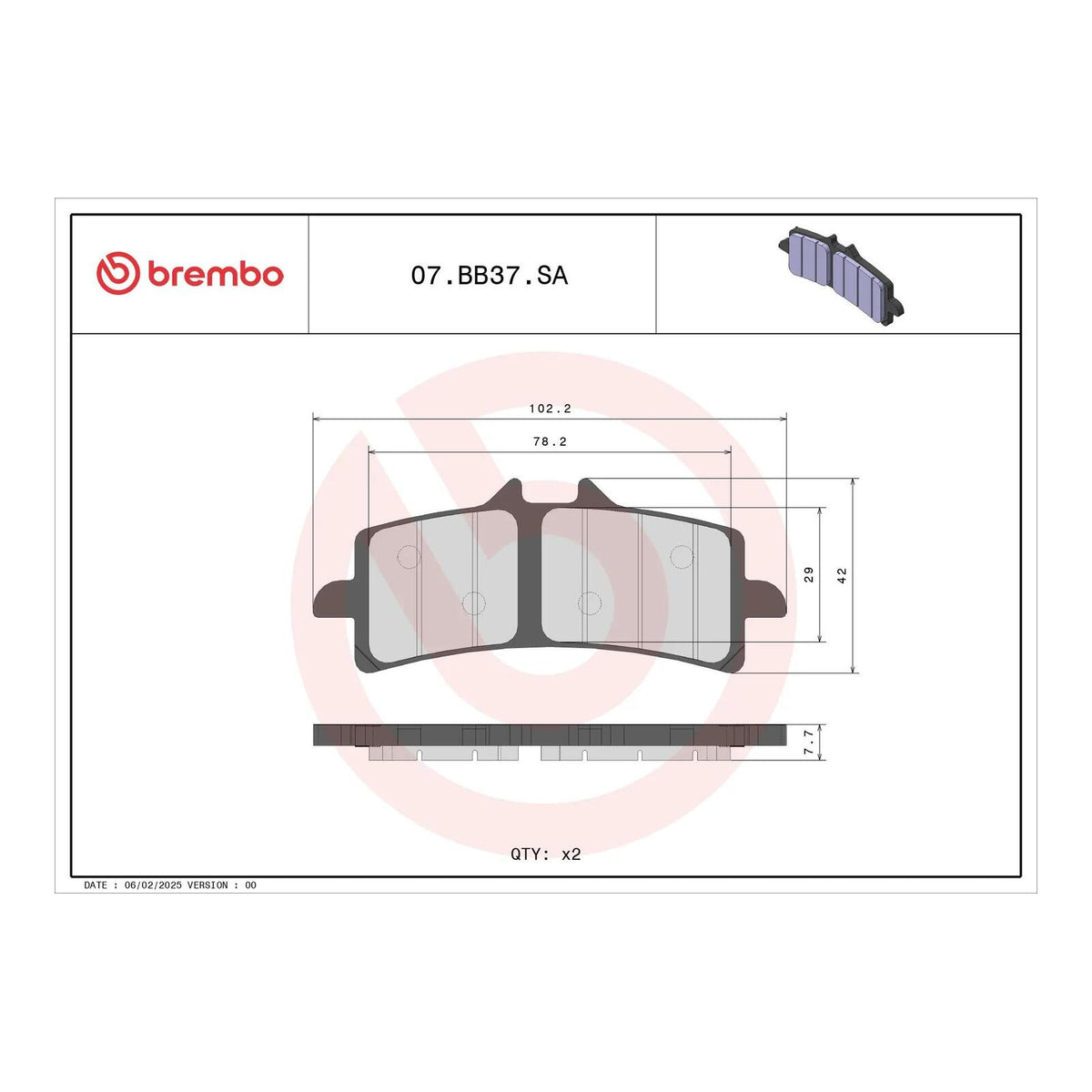 Brembo Prime Brake Pad Sinter Front 07BB37SA