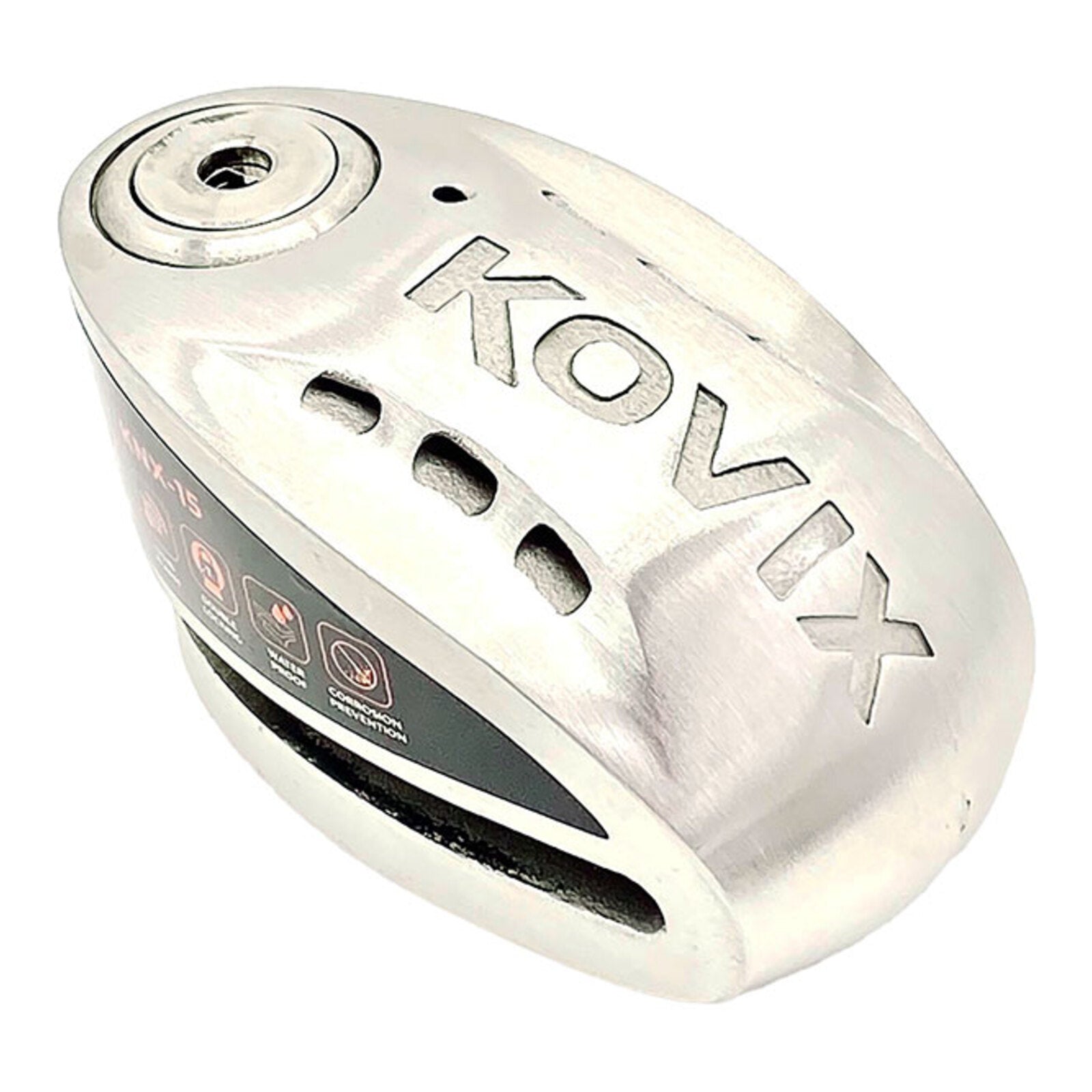 Kovix Overlord Alarm Disc Lock KNX12 Stainless Steel with Reminder Cable