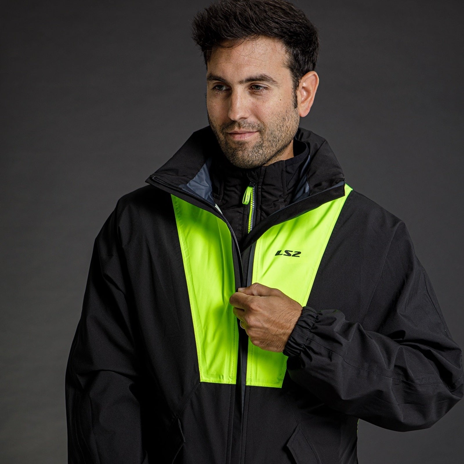 LS2 X-Rain Jacket - Black / Hi-Vis Yellow