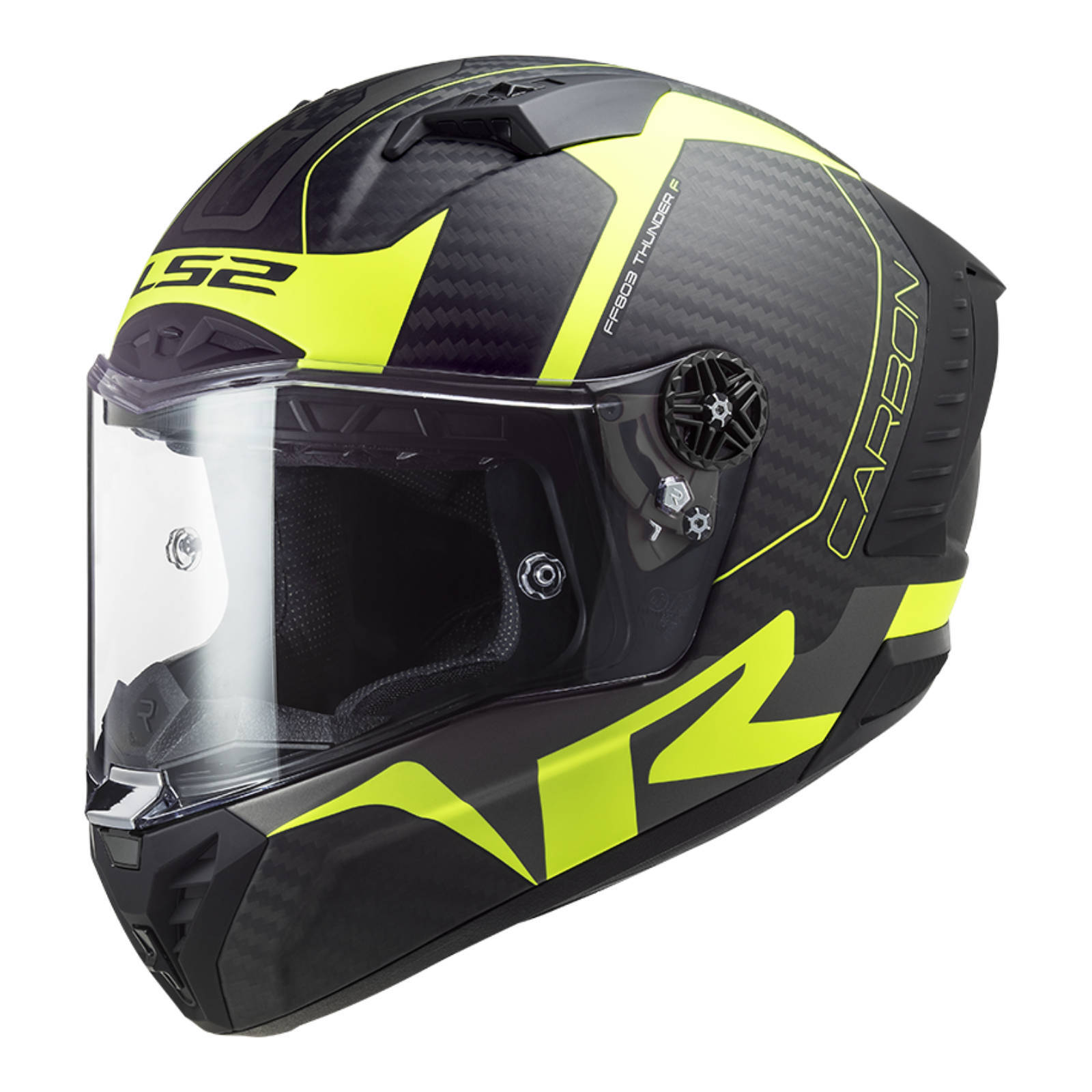 LS2 FF805C Thunder Carbon Helmet - Matte Carbon / Hi-Vis Yellow