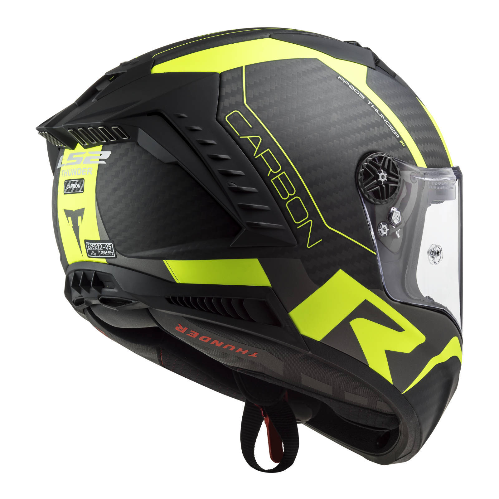 LS2 FF805C Thunder Carbon Helmet - Matte Carbon / Hi-Vis Yellow