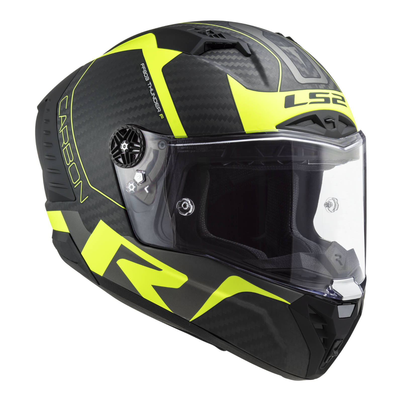 LS2 FF805C Thunder Carbon Helmet - Matte Carbon / Hi-Vis Yellow