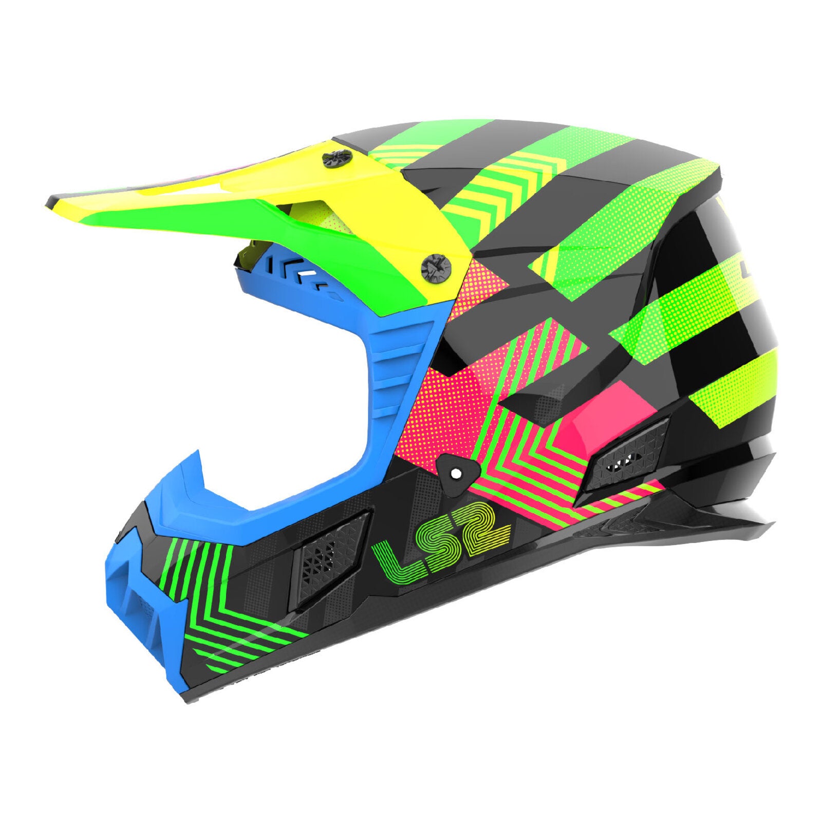 LS2 MX706J COZ Chromatic Junior Helmet - Black / Hi-Vis Pink