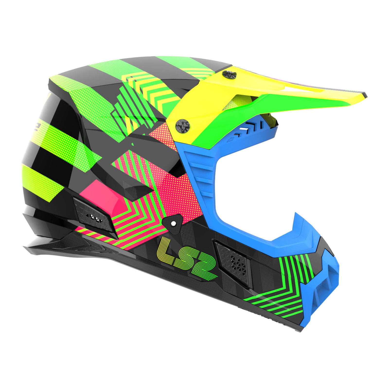 LS2 MX706J COZ Chromatic Junior Helmet - Black / Hi-Vis Pink