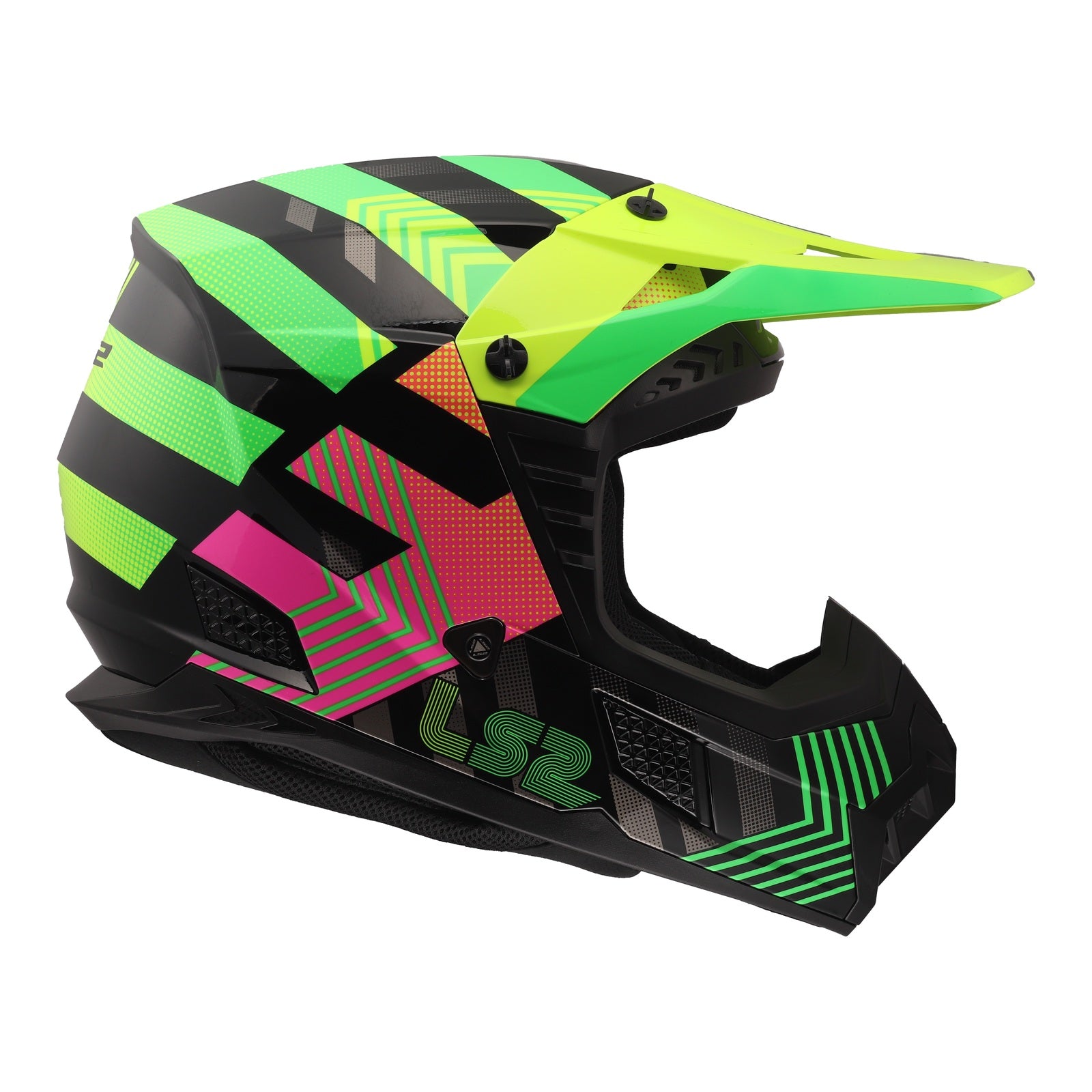 LS2 MX706J COZ Chromatic Helmet - Black / Hi-Vis Pink