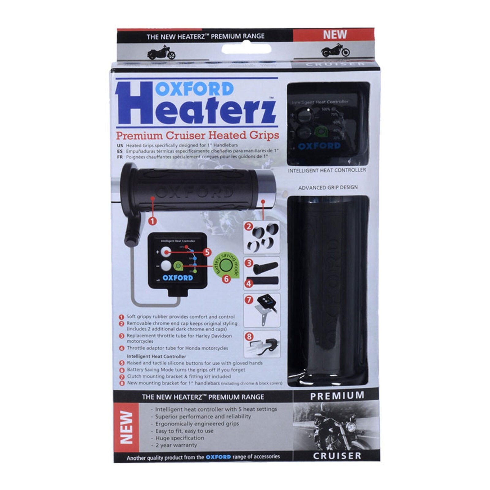 Oxford HotGrips® Premium Cruiser (1inch Bar) with V8 Switch