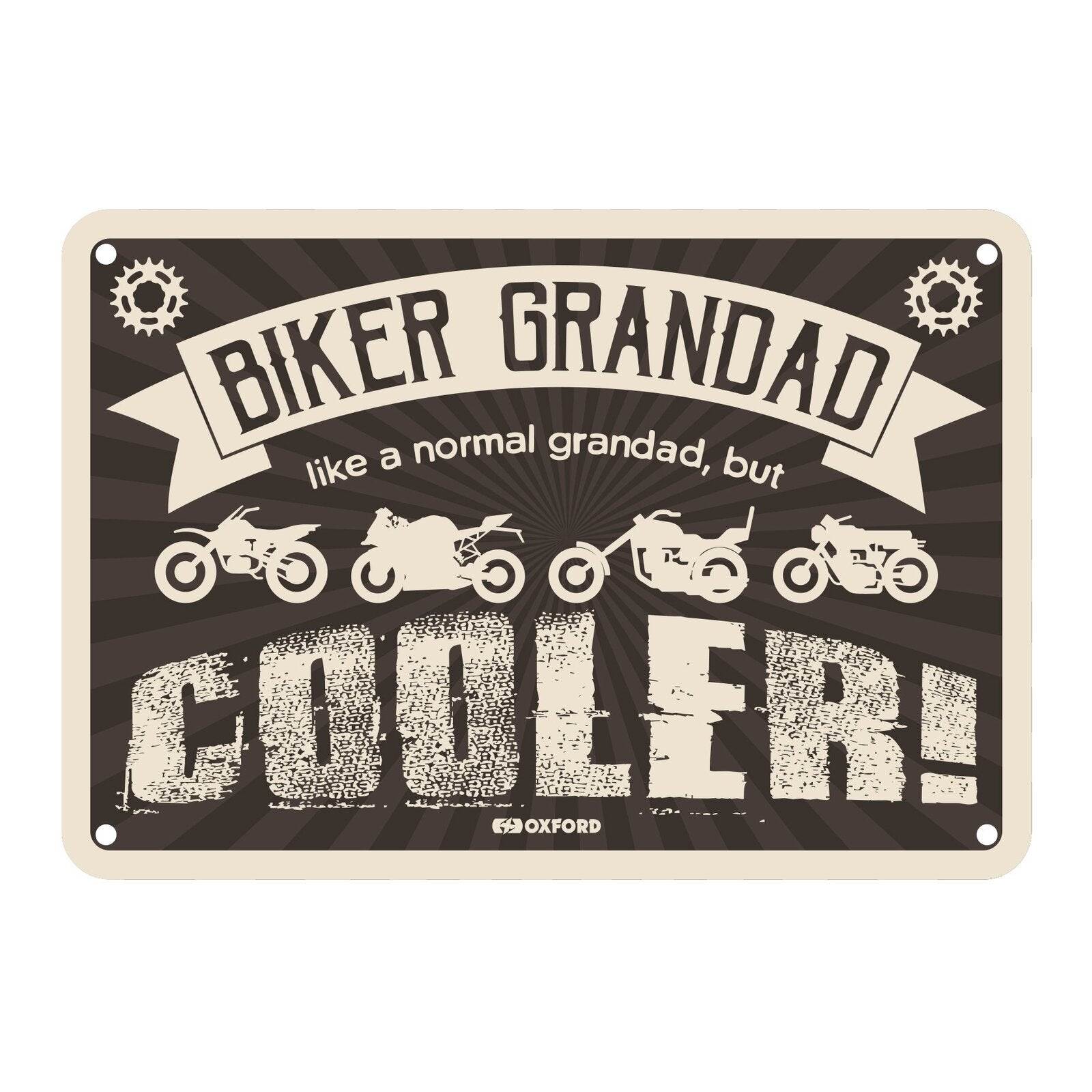 Oxford Garage Metal Sign: Biker Grandad, Like a Normal Grandad, But Cooler
