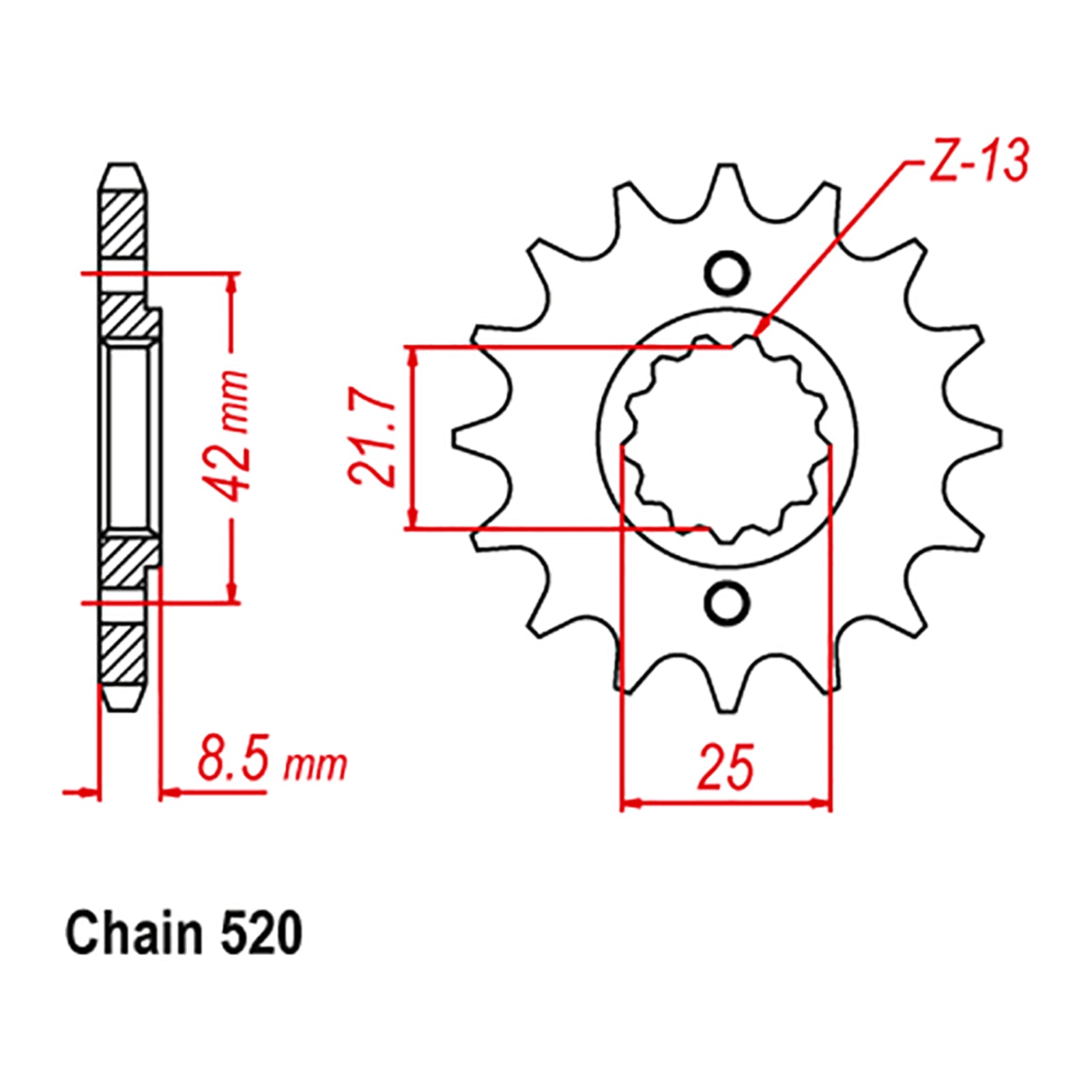 MTX 516 Steel Front Sprocket #520 (10-126)