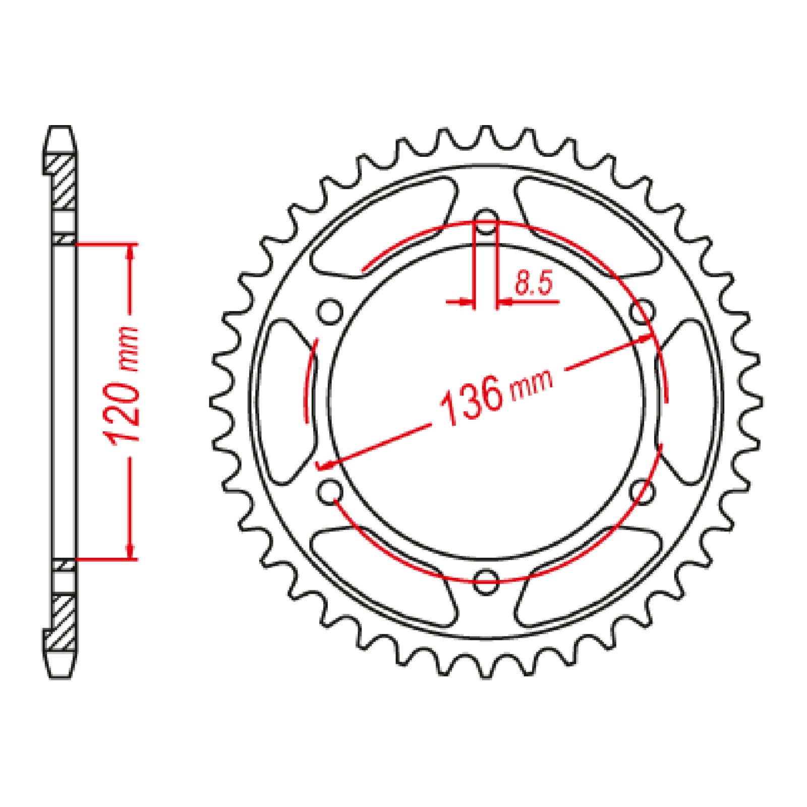 MTX 3C5 Steel Rear Sprocket #428 (11-3C5)