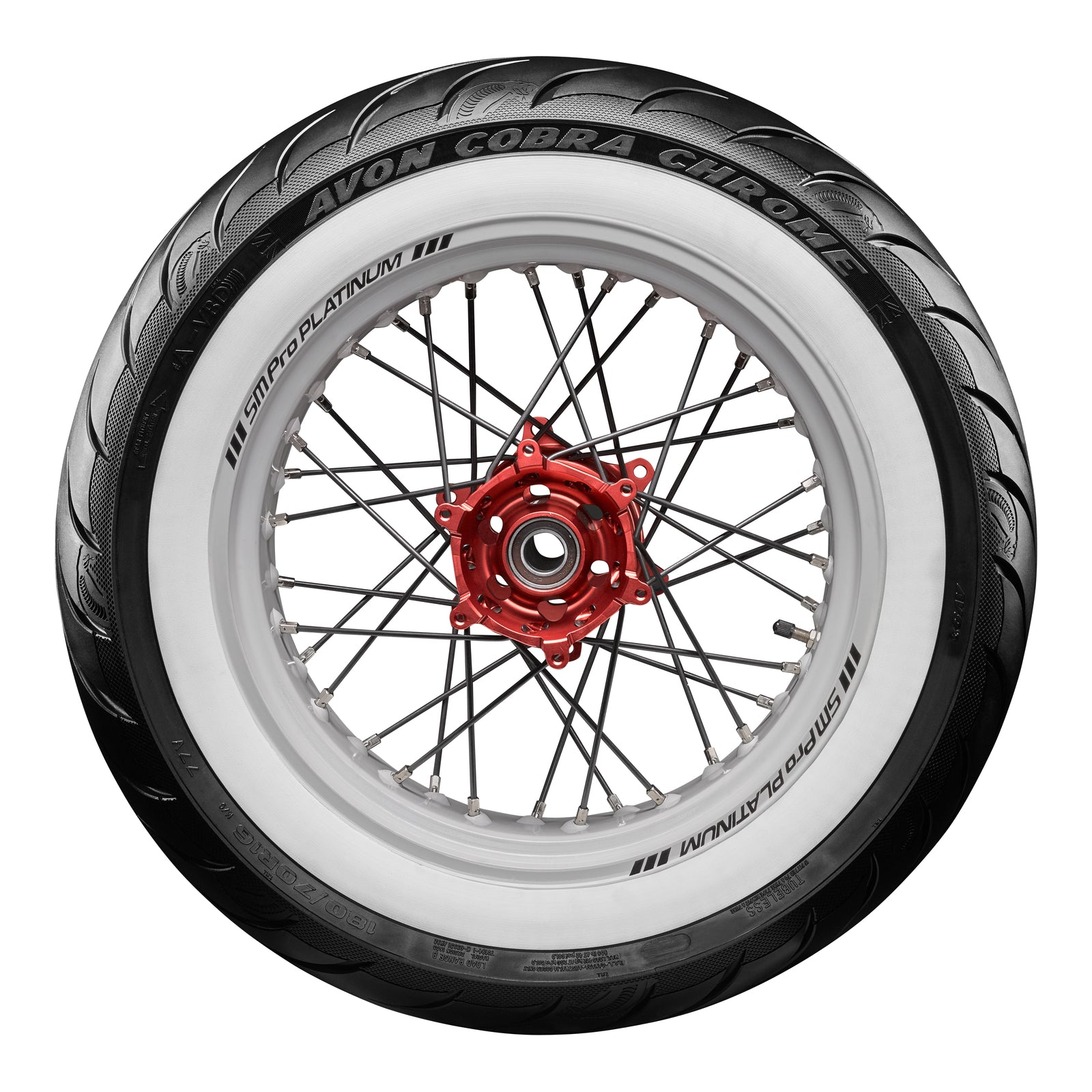 Avon Cobra Chrome MT90B16 (130/90B16) White Wall Rear Tyre (74H Rating) AV92