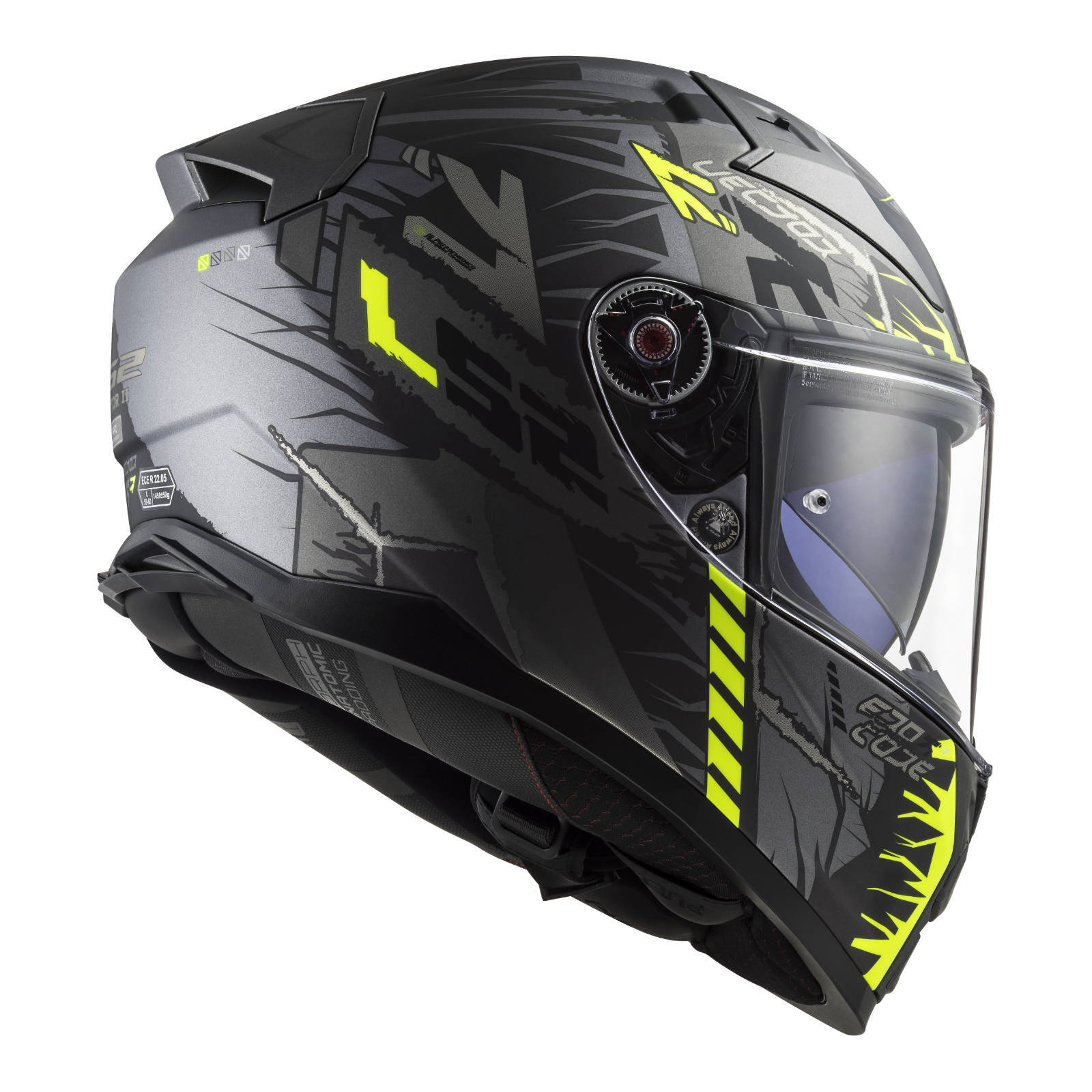 LS2 FF811 Vector II Techbot Helmet - Matte Titanium / Hi-Vis Yellow